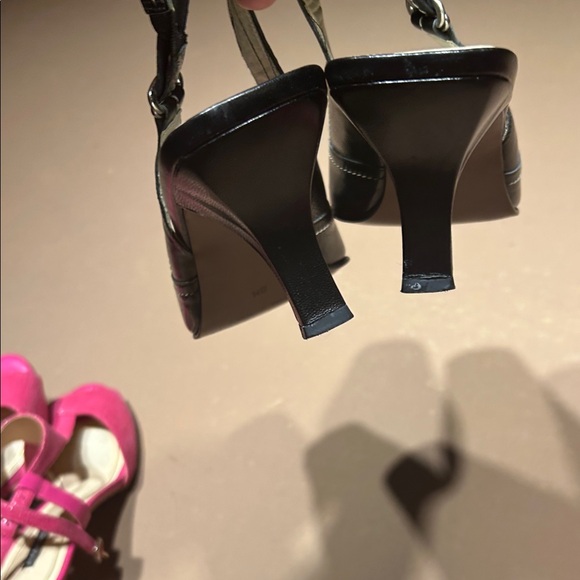 Nine West Black Leather Slingback Square-Toe Heels - Picture 4 of 4